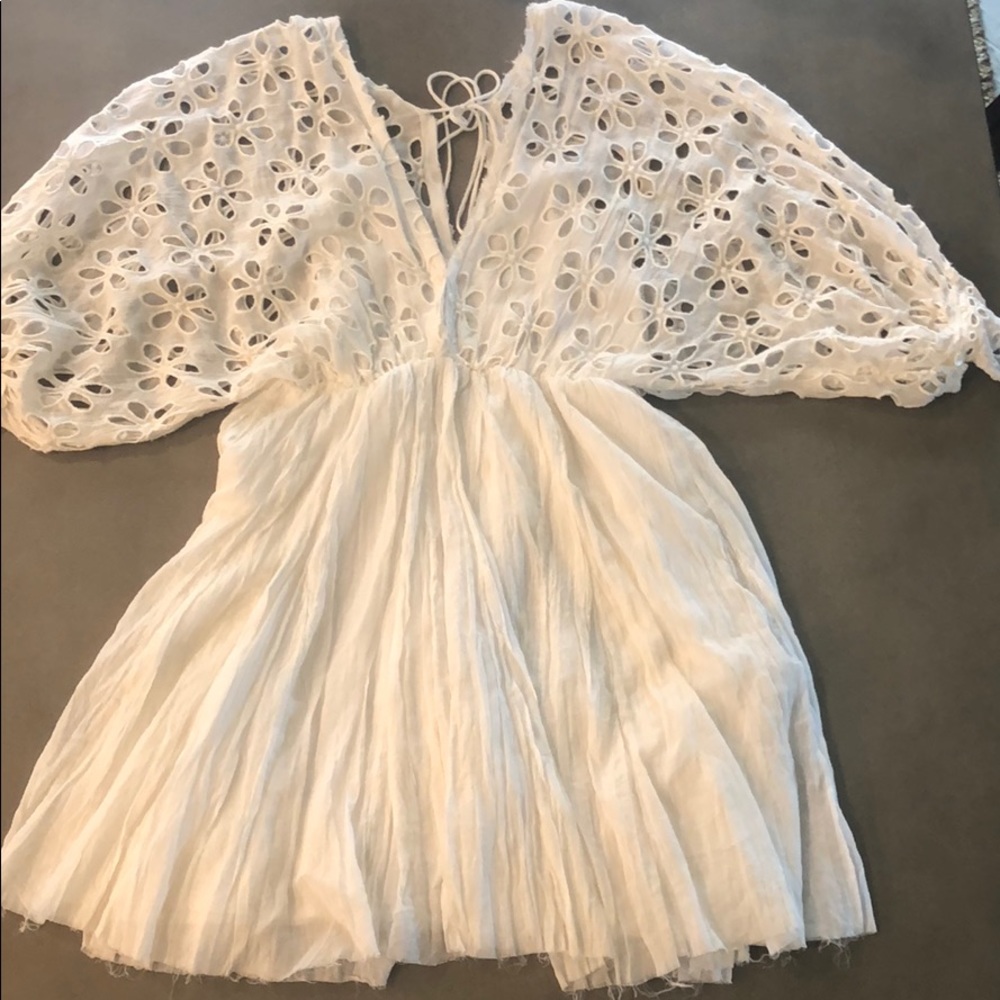 Free People Bella Note White Eyelet Mini Dress